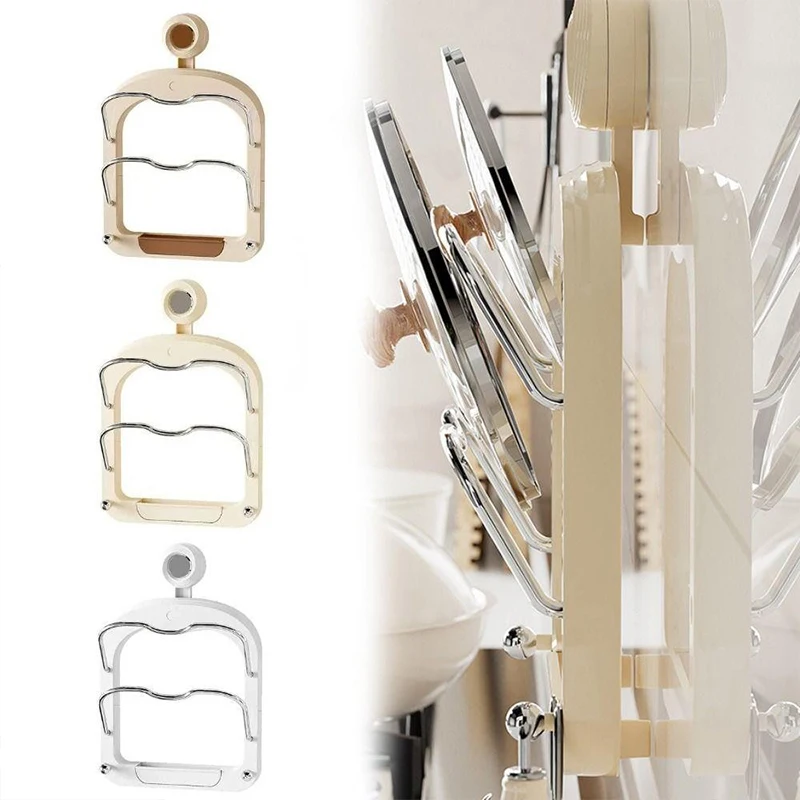 Kitchen Organizer Rack Wall Hanging Pot Cover Drain Rack No Punching Kitchen Pan Cover Cutting Board Organizer Holder