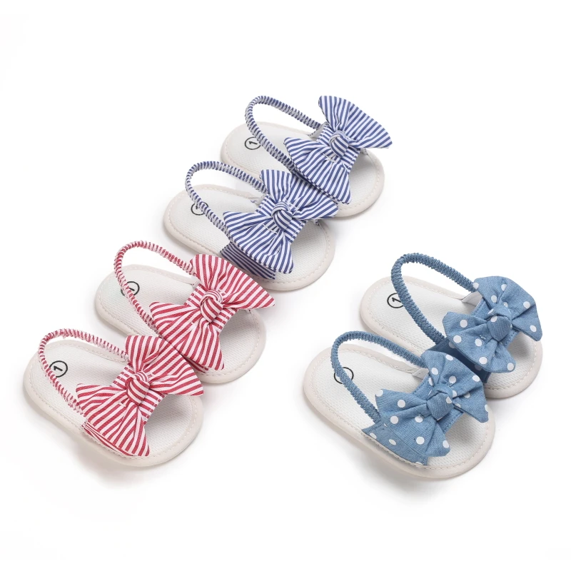 Baby Girls Bow Knot Sandals Summer Soft Sole Flat Princess Dress Shoes Infant Non-Slip First Walkers Footwear 0-18M