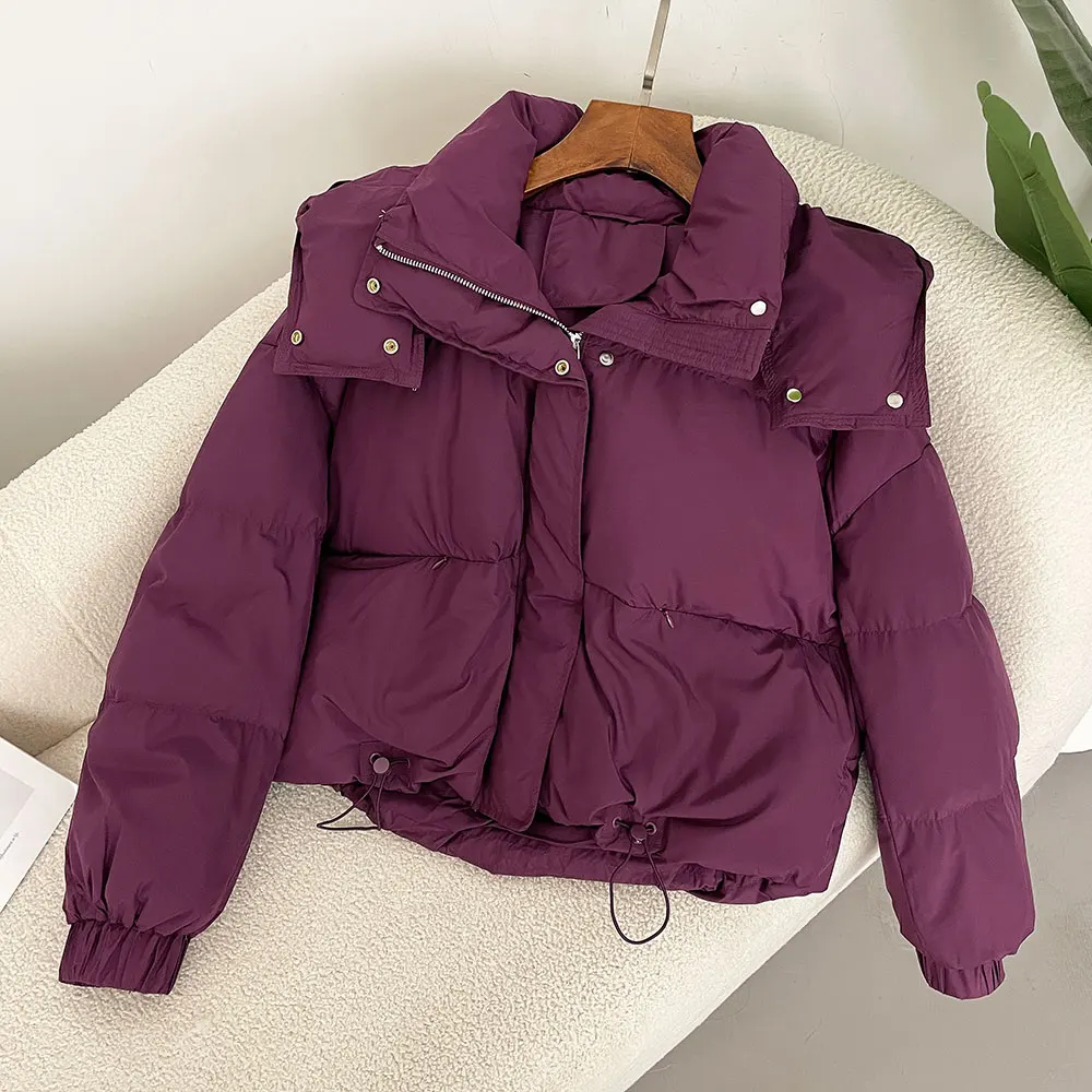 Down Jacket Women Winter Casual Loose Short Thick Lightweight Puffer Jacket Hooded Warm Female White Duck Down Jacket Lady