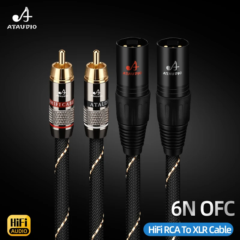 ATAUDIO Ein Paar HiFi RCA zu XLR Audiokabel 6N OFC Doppelt Abgeschirmt 2RCA Stecker auf 2XLR Stecker/Buchse für DVD-Verstärker Lautsprecher