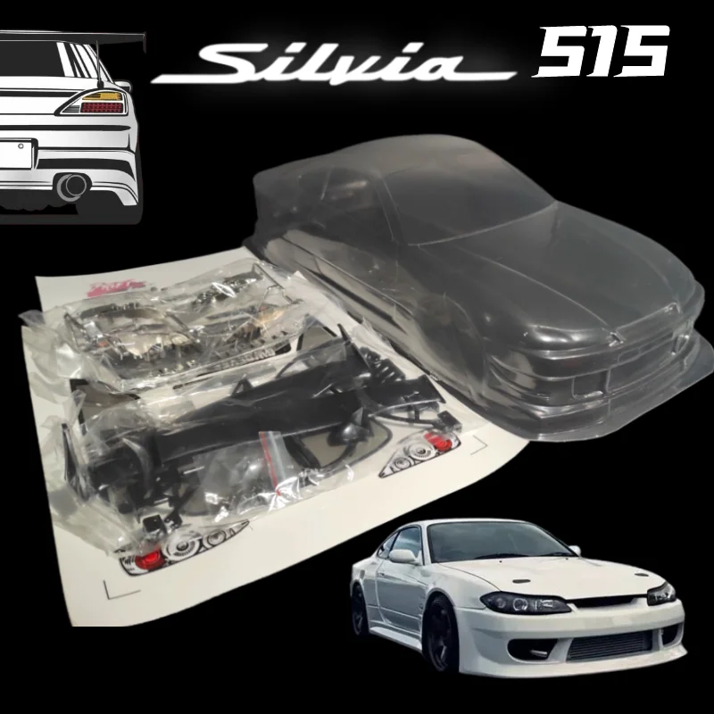 RC 1/10 Coppermix JDM Silvia S15 nadwozie z PVC rozstaw osi 260mm z abażurem i spojlerem dla 1/10 RC Turing Drift