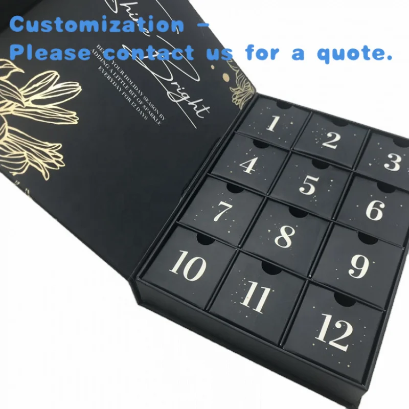 

custom.12 Days Book Shaped Jewelry Calendar Box Hard Cardboard Storage Box 12 Drawers