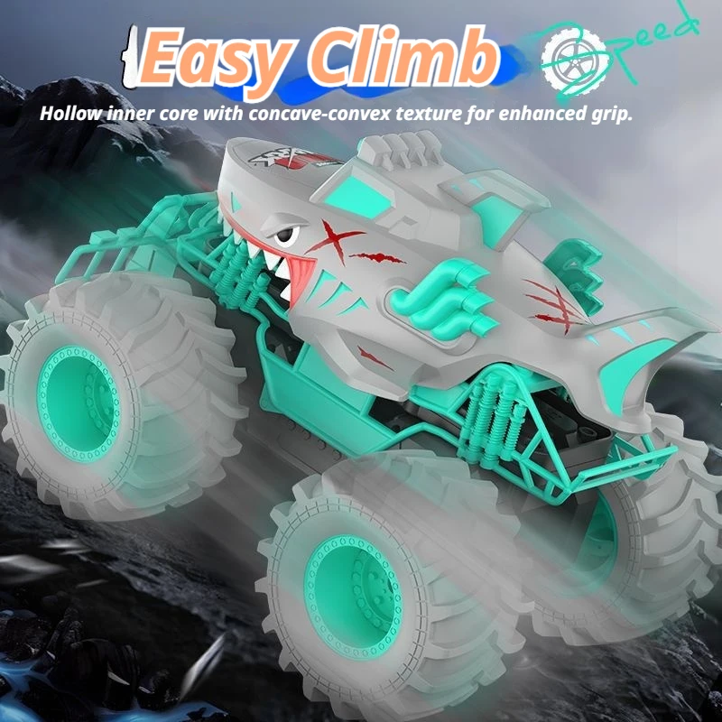 Camion monstre télécommandé pour enfants, étanche, 4 roues motrices, amphibie, voiture requin, Big Foot, Rock Crawler, jouet télécommandé pour les jeux en plein air et en eau