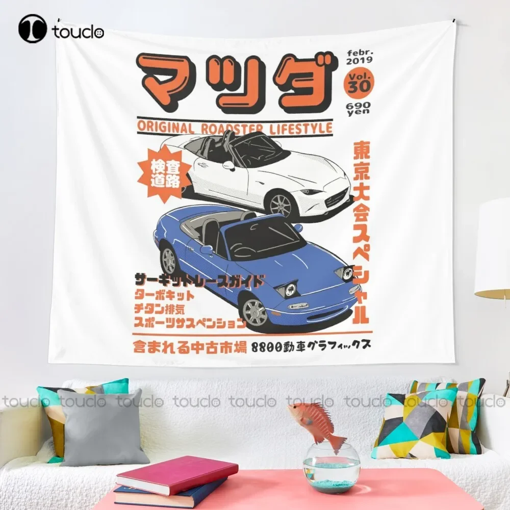 Miata Magazine Miata Mx5 Roadster Jdm Tapestry Cute Wall Tapestry Blanket Tapestry Bedroom Bedspread Decoration Wall Covering