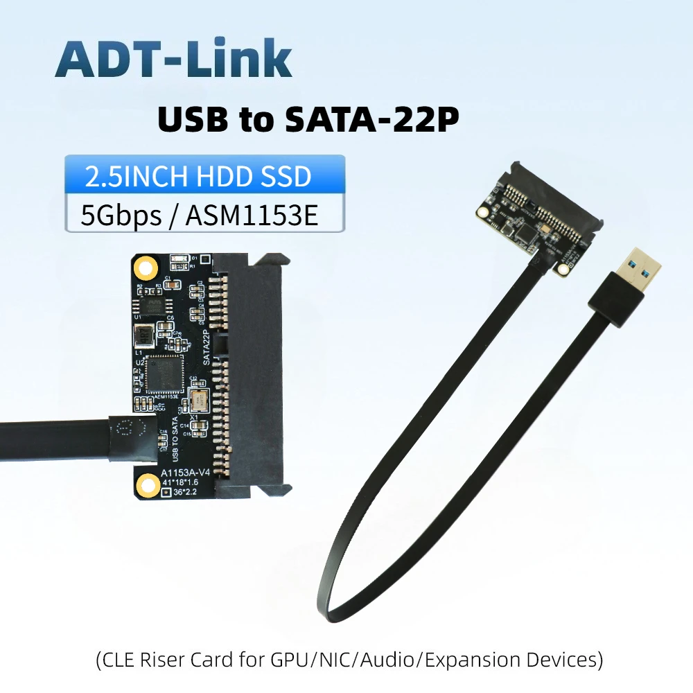 USB To SATA 22P Plugs 2.5-inch Hard Disk SSD HDD Adapter Card 5Gbps ASM1153E Chip Mobile Hard Drive Enclosure Circuit Board PCBA