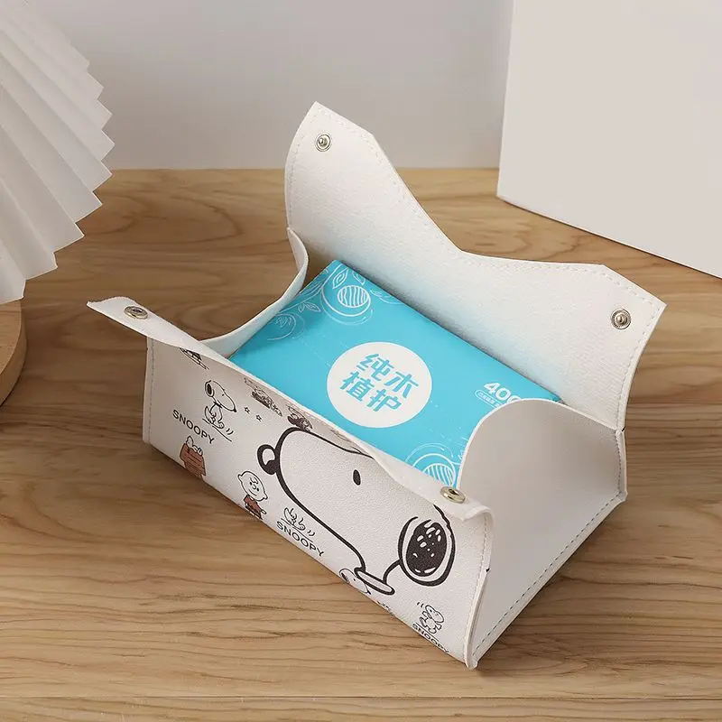 New Snoopy Desktop Tissue Box Home Car Paper Towel Box Living Room Leathers Tissue Storage Box