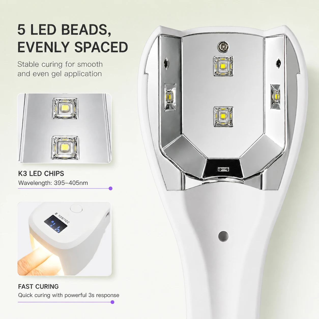 Nailpop Portable Handheld Lamp UV/LED Nail Rechargeable Cordless 15W Nail Dryer with Smart Sensor Gel Polish Curing Manicure 1pc