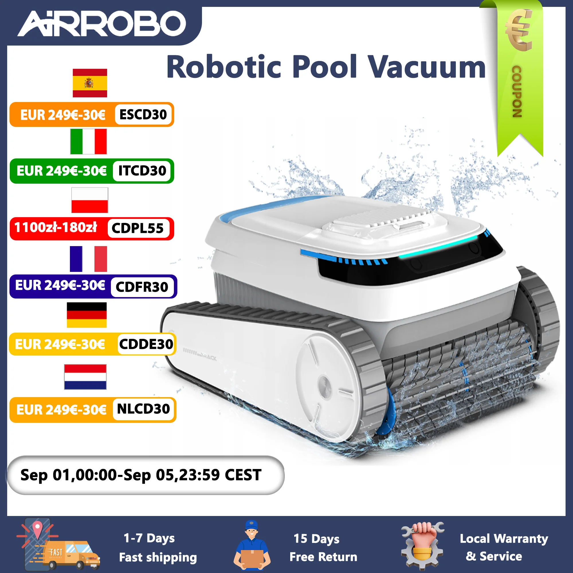 AIRROBO Aspiradora de piscina para piscinas enterradas, robot limpiador de piscinas con navegación inteligente, limpiador de piscinas para escalar paredes, tiempo de ejecución de 120 minutos