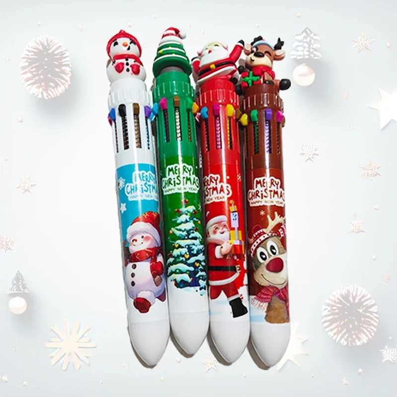 12 Pcs 10 Colors Gel Pens set for Christmas:Cute Cartoon Reindeer and Grandpa Stationery Set