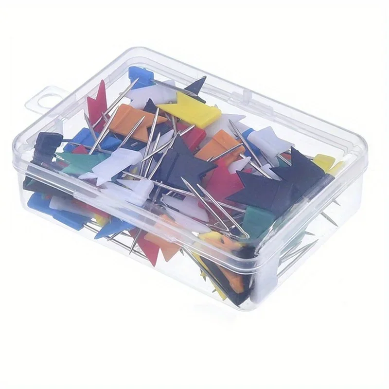 100pcs Creative Color Flag Needle Office Softboard Button Map Marking Nail for Home Office Schools