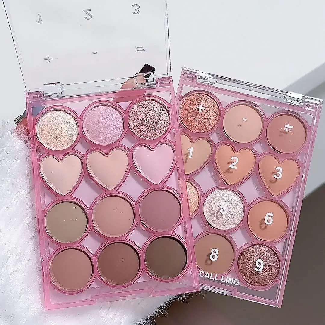 12 Color Heart Shaped Eyeshadow Palette Nude Shimmer Low Saturation Morandi Tones Korean Style Multifunction Makeup for Women
