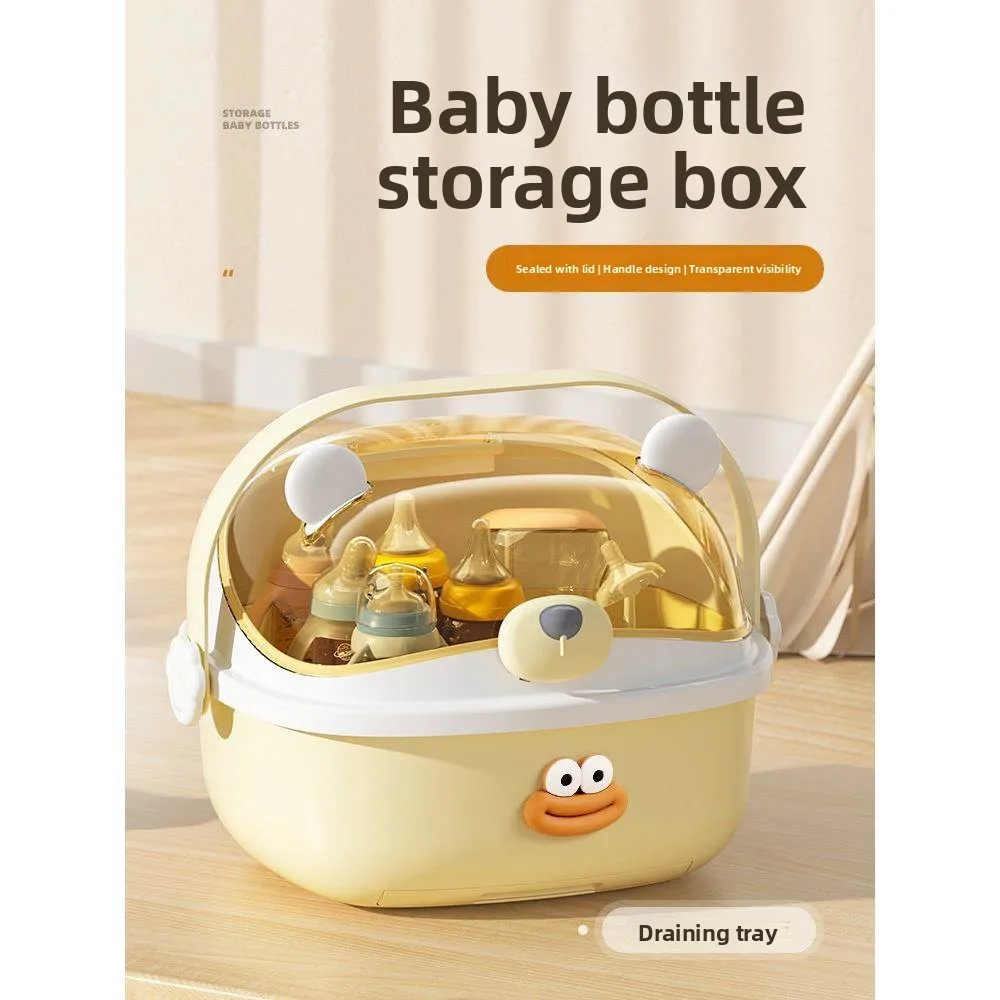 

Dustproof Baby Bottle Storage Box Drain Ra Cover Bowl Spoon Storage Cabinet Infant Supplementary Food Tool