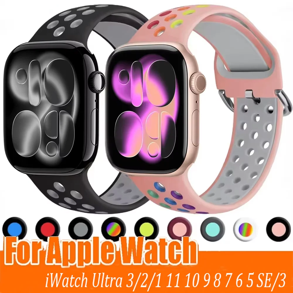 Silikonarmband für Apple Watch Band 11 10 46mm 42mm Modisches Armband iWatch Ultra 3 49mm 9 8 7 6 5 4 SE 44/40mm 45/41mm Correa