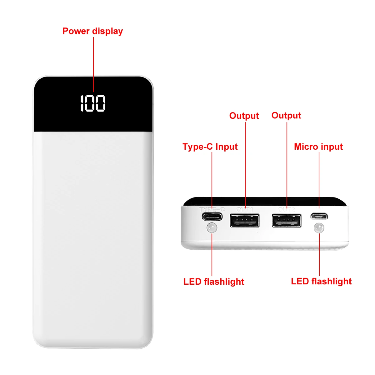 8 X 18650 LED Display Power Bank Case DIY Kit Mobile Battery Storage Box Micro Type C Dual USB Ports Charger Box For Smart Phone