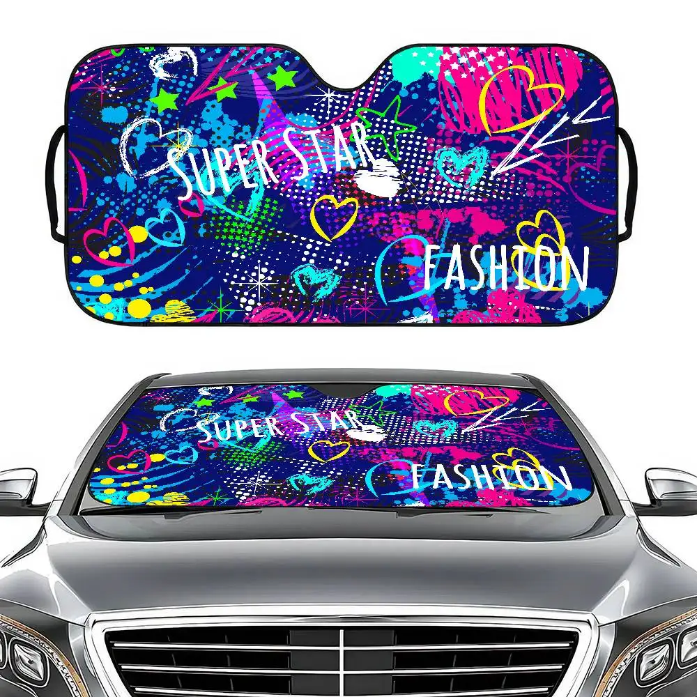 

Graffiti Street Art Car Windshield Sunshade - Solar Protection, Universal Sun Visor, Window Cover