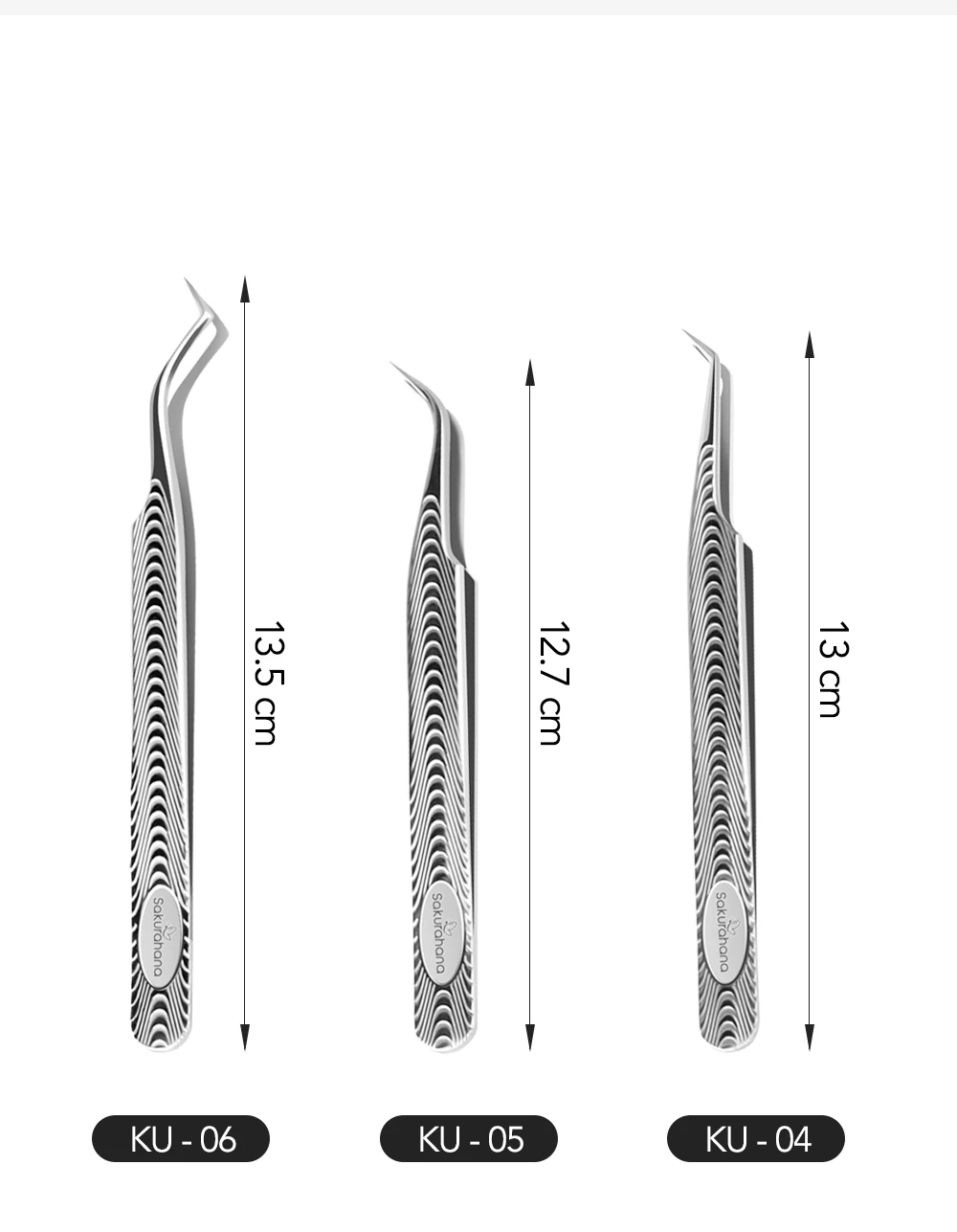 SAKURAHANA Antistatische Wimpernpinzette, professionelles, hochpräzises Volumenverlängerungs-Anti-Rutsch-Make-up-Werkzeug aus Edelstahl – Detail 3