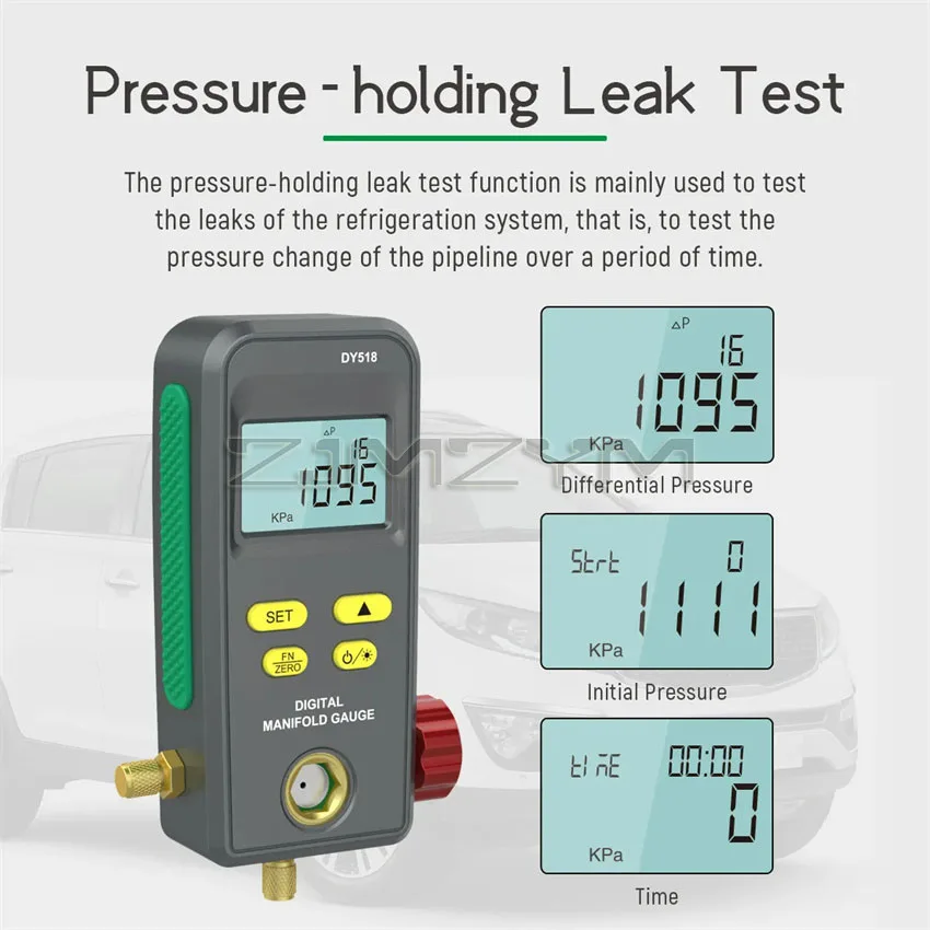 Medidor de vacío de refrigerante, manómetro electrónico de temperatura de presión, probador de colector Digital para aire acondicionado de coche