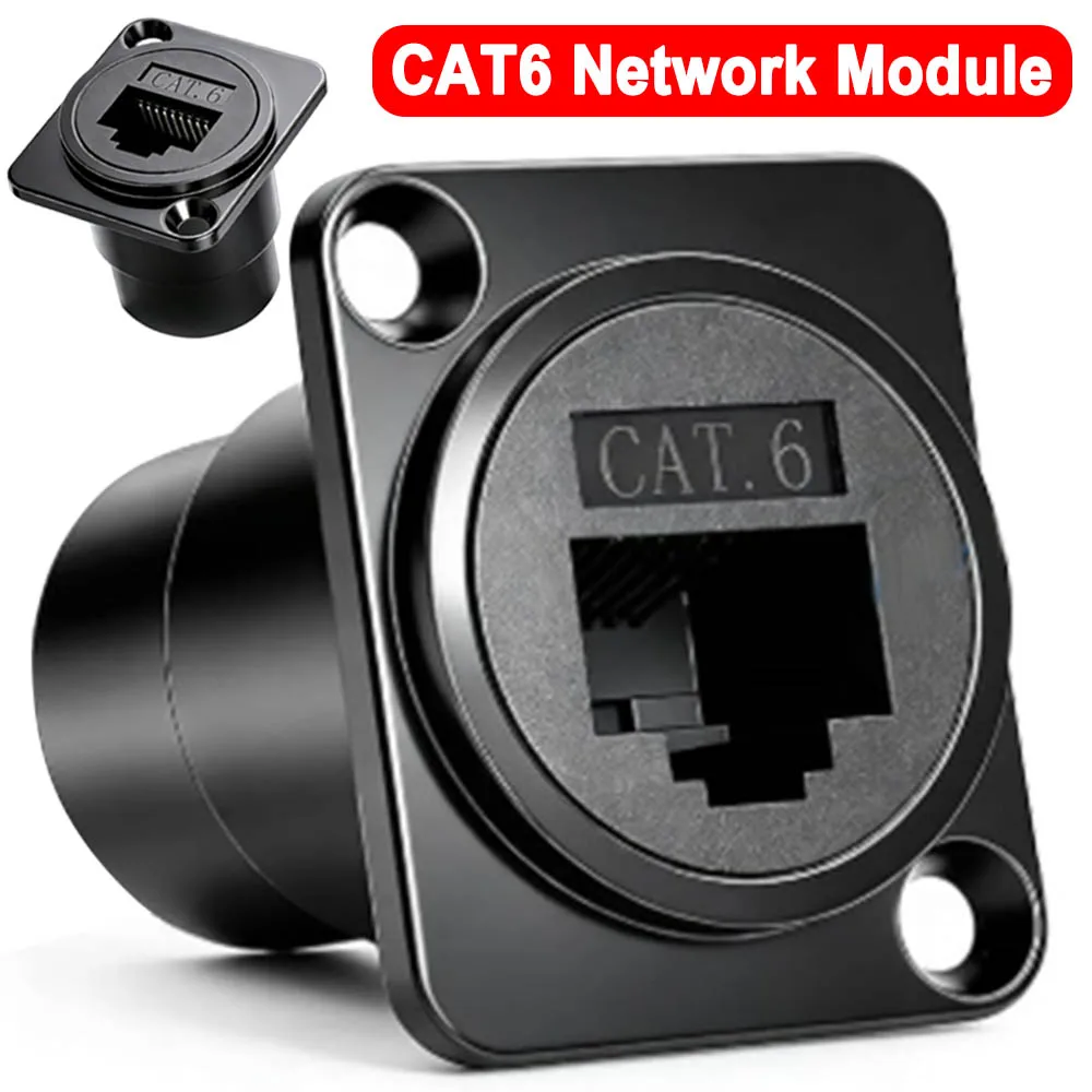 1/2Pack D-type CAT6 Multifunctional Data Module Type SixPort Straight-through Socket Network Panel Mounting Electronic Connector