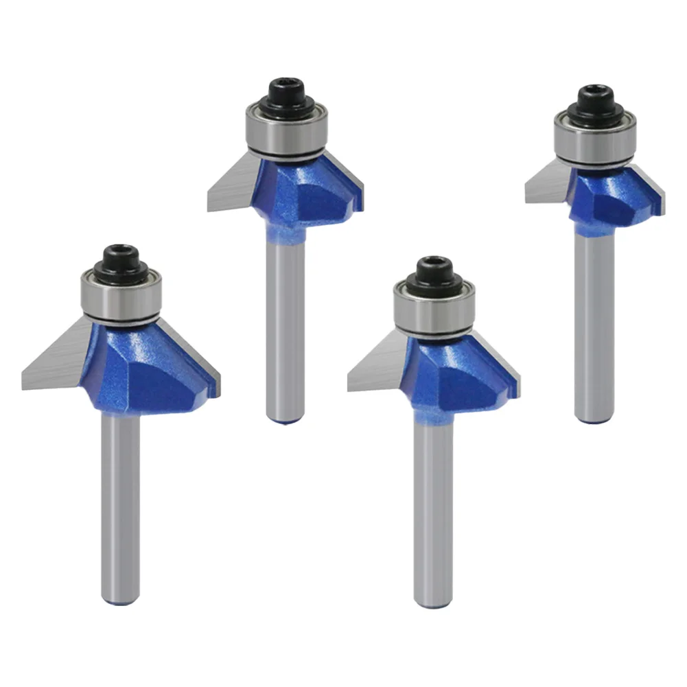 Innovative Router Bit Collection A Set of Four Carbide Roundover Bits Compatible with Both Inch and Metric Shafts