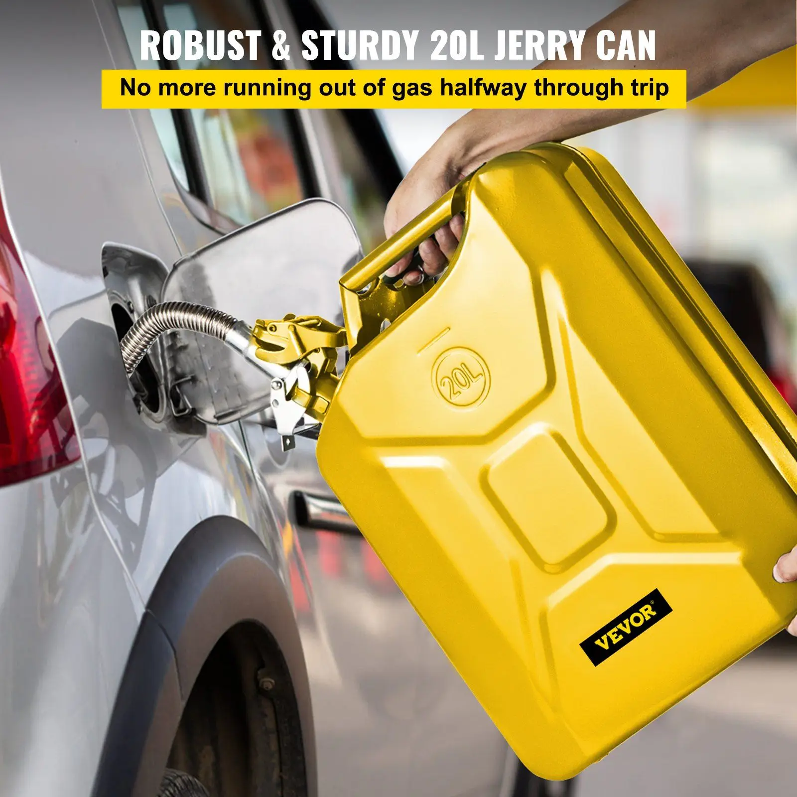 

5.3 Gallon/20L Jerry Gas Can - Rustproof Heat-resistant Steel, Flexible Spout for Cars Trucks Equipment