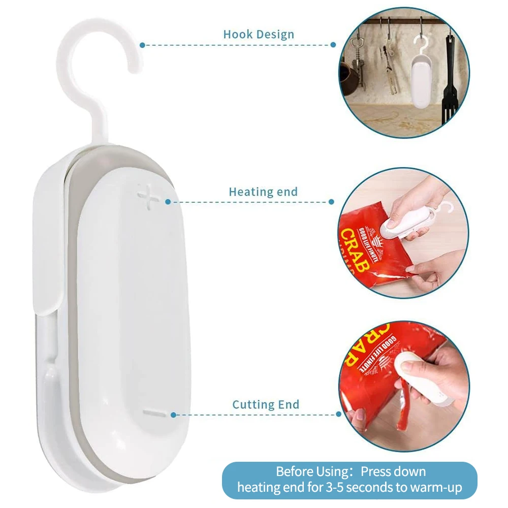 Portable Mini Heat Sealing Machine, Portable Food And Fruit Preservation Sealing Clip, Hand Pressure Sealing Clip, Kitchen Tool