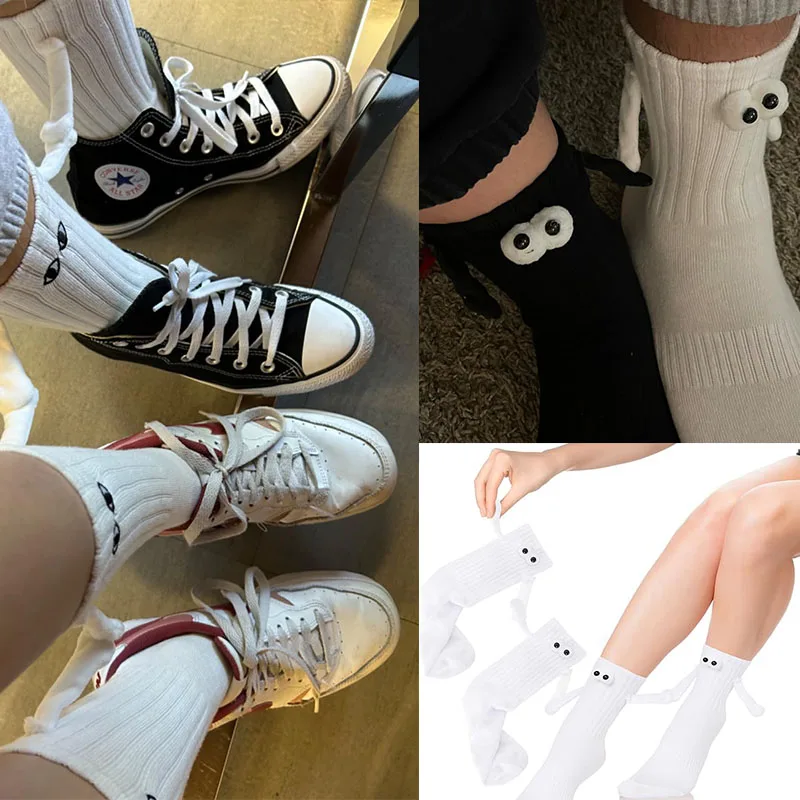 1/2 Paar lustige magnetische Paarsocken – Hand-in-Hand-Design, einfarbige Cartoon-Socken für Erwachsene, Urlaubsparty-Geschenke – Detail 7