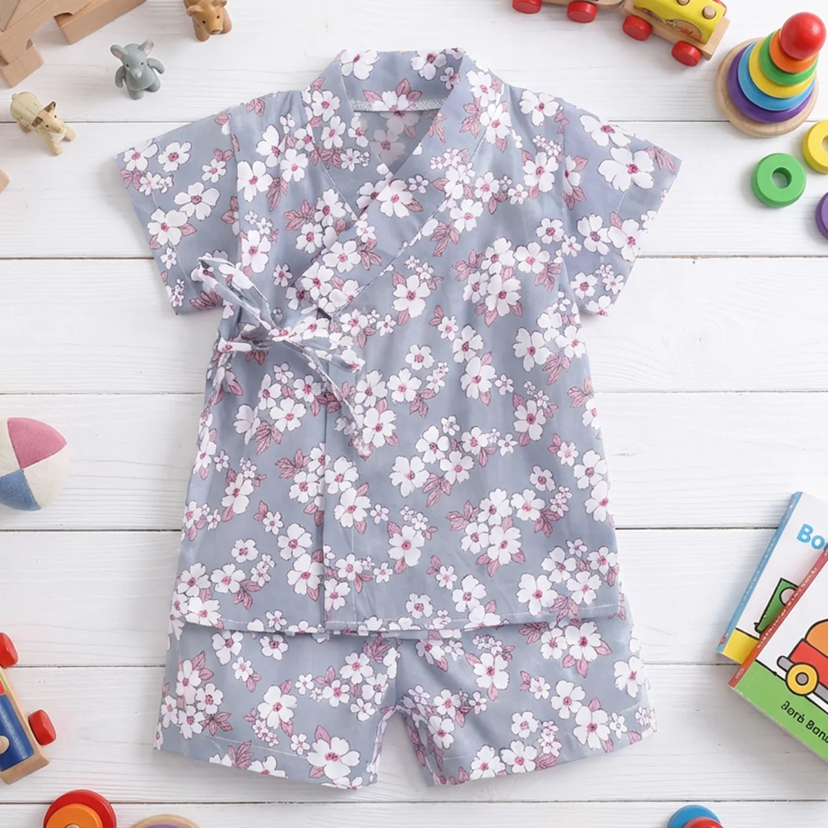Cotton Baby Girls Clothes Summer 2pcs Pajamas Floral Infant Clothing Sets