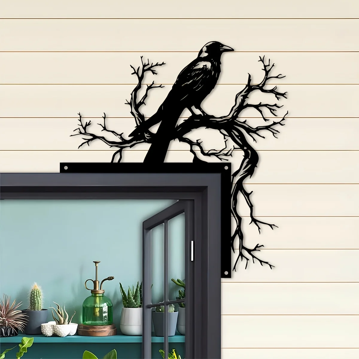 CIFBUY Iron Wall Art Vintage Gothic Crow Metal Sculpture Rustproof Hanging Plaque Home Farmhouse Decor Ornament Sign