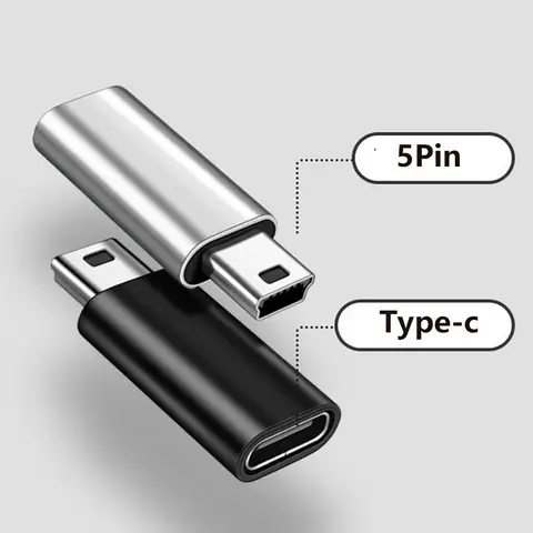Mini USB do typu C Adapter 5 Pin męski Mini USB do kobiet rodzaj USB C transferu danych złącze dla GoPro MP3 kamera PC konwerter