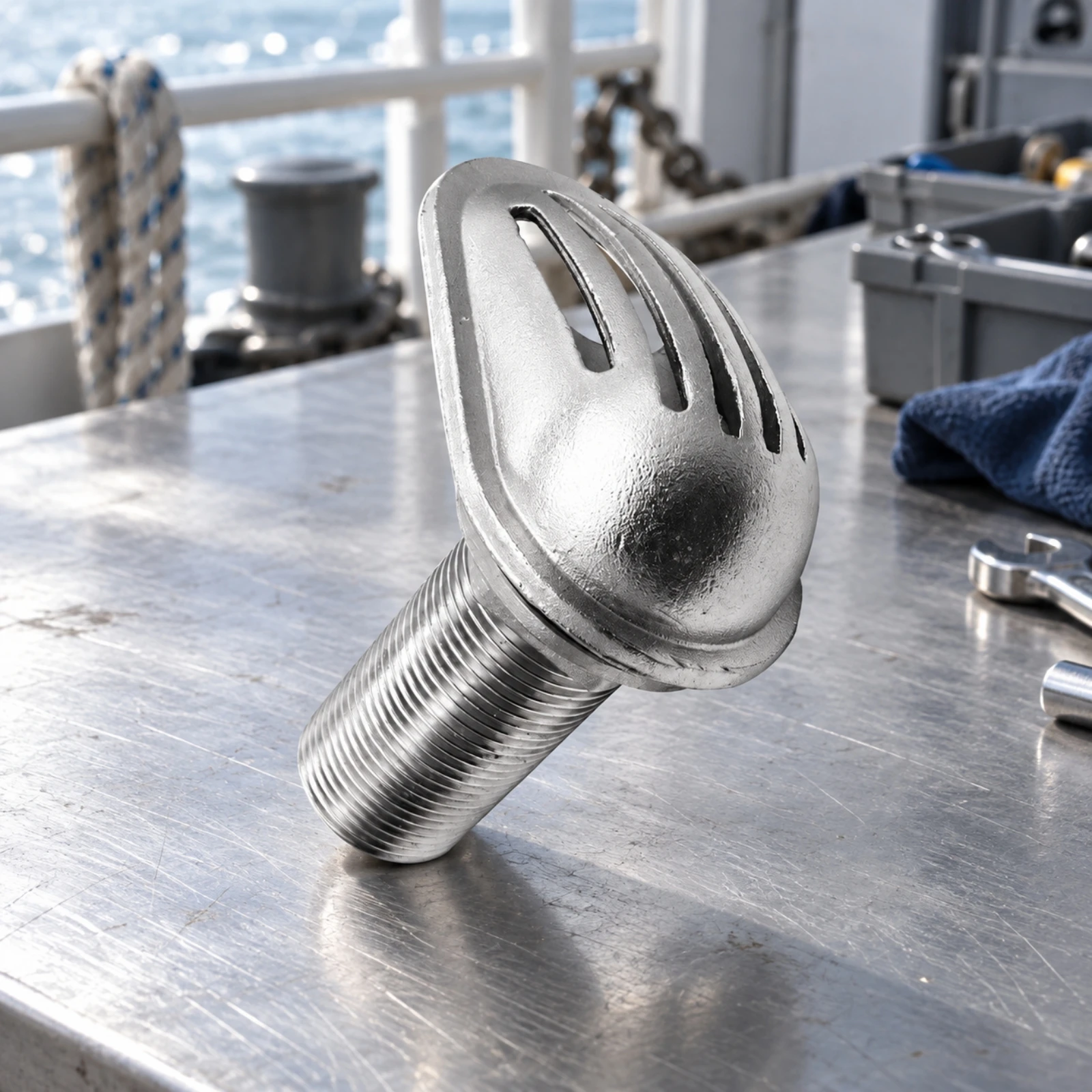 Through-Hull Drain Flanged Base Seacock-Style Drain Outlet Thru-Hull Fitting Slotted Skin Fitting Corrosion-Resistant
