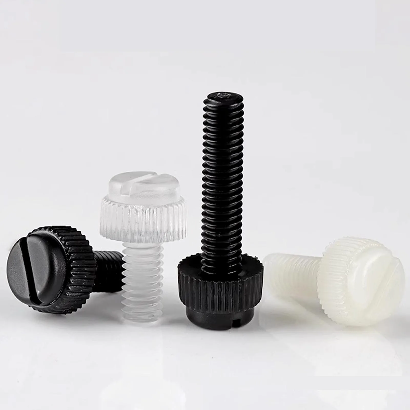 10/20Pcs M3 M4 M5 M6 M8 Acrylic Clear Transparent Nylon PA66 White Black Plastic Knurl Slotted Head Toolless Thumb Bolt Screw