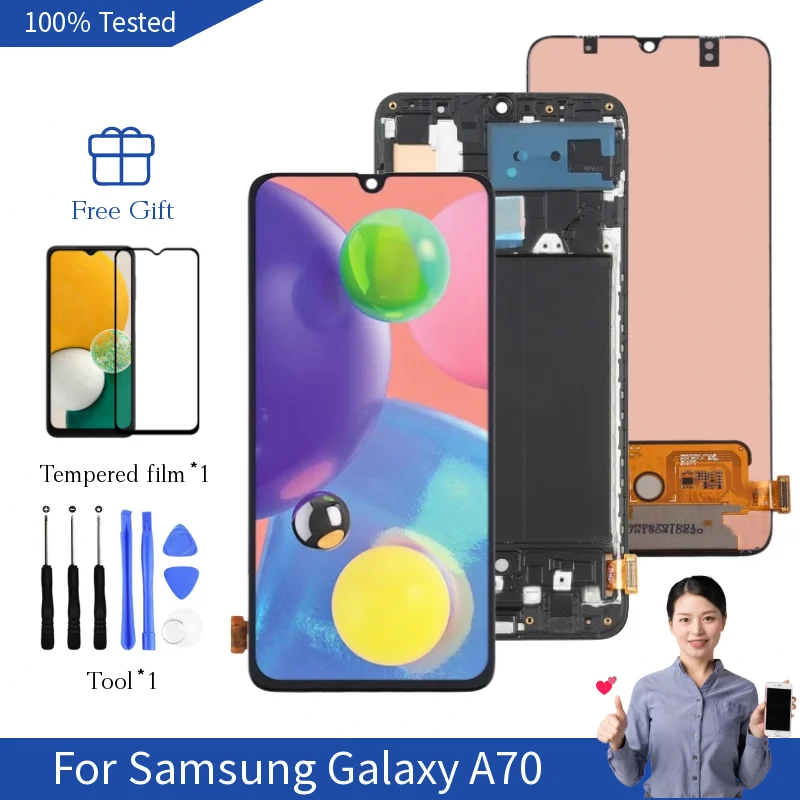 

ЖК-экран A70 для Samsung Galaxy A70, Женский дисплей, Женский Сенсорный экран с цифровым преобразователем, модель SM-A70 5G M 6,7"