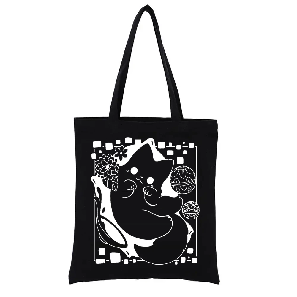 

Lantern Cat Graphic Print Geek Series Canvas Tote Bag Bag S Hand Bags Handbags Funny Women's Handbag Totebag Fashion Shopper