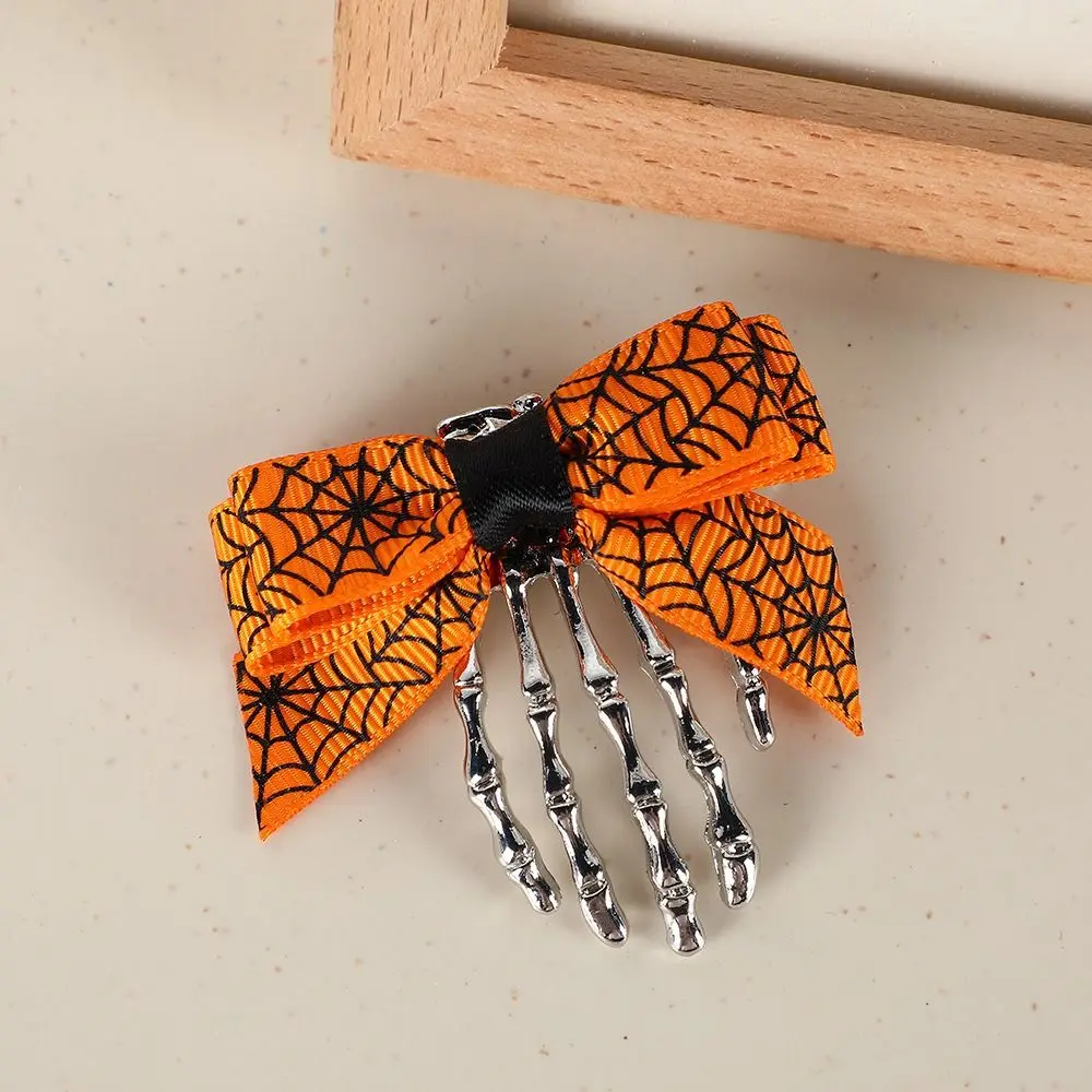 Punk Cloth Ghost Claw Hair Clip Skeleton Headwear Bow Knot Hair Clip Hair Accessories Halloween Hairpin Back Head