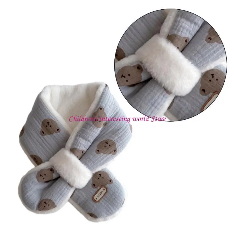 Cartoon Animal Pattern Neck Scarf Plush Long Neckerchief for Outdoor Activities 425F