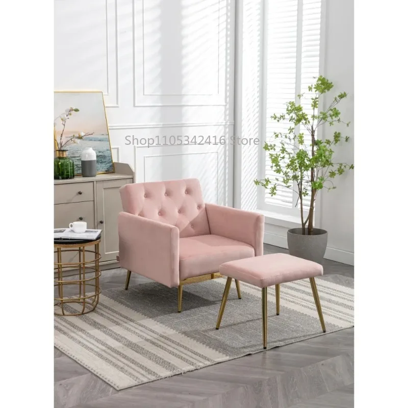 Velvet Accent Chair with Adjustable Armrests & Backrest, Button Tufted Single Recliner Lounge Chair