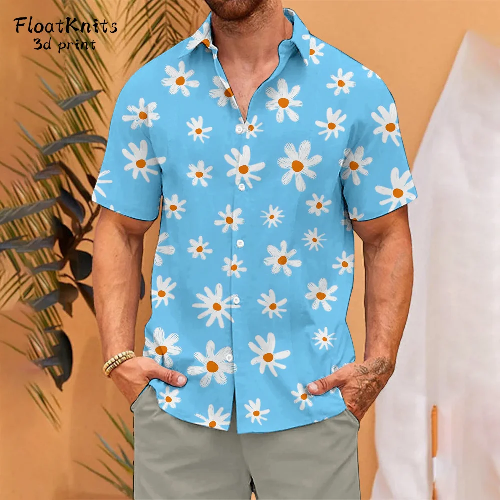 

Summer Beach Shirts for Men Fashion Hawaiian Shirt Man Lapel Simple Shirt Without Pockets T Shirts for Man Hawaiian Shirt Tops