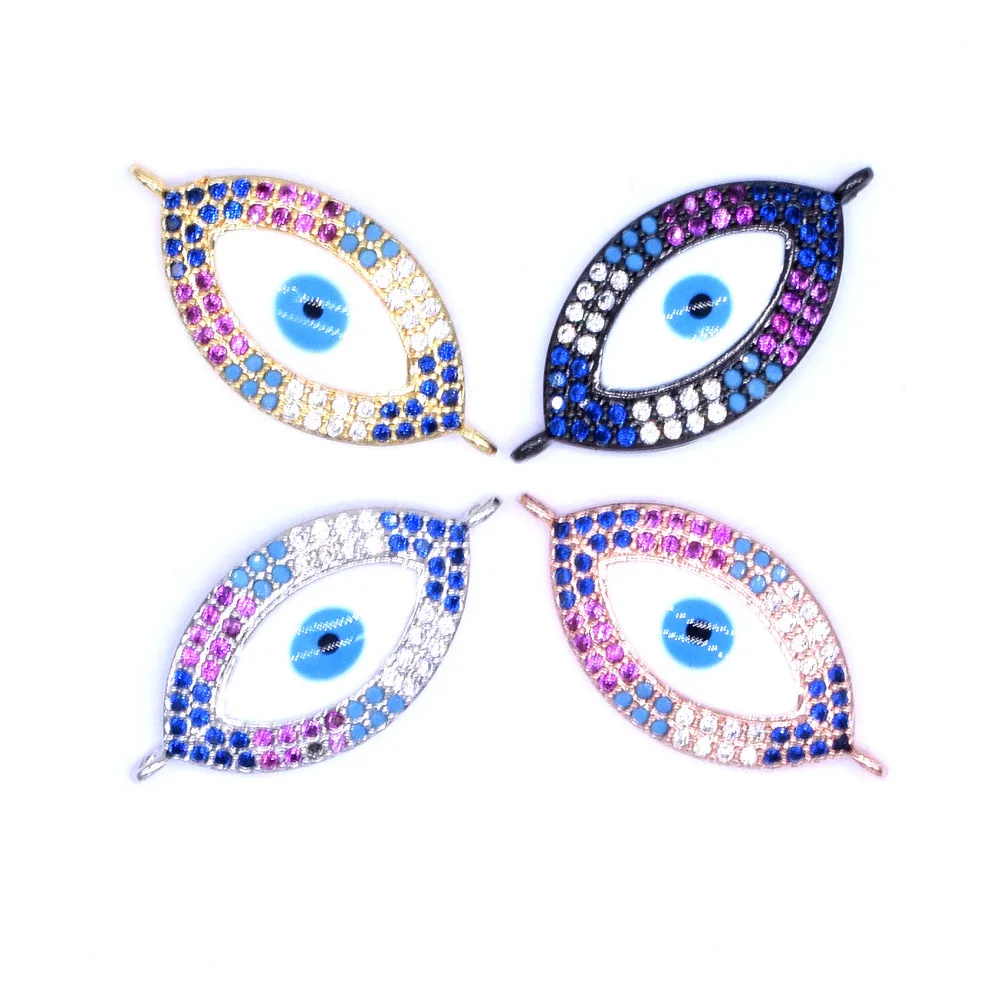 

VOQ Micro Pave Zircon Enamel Charms Devil Eye Fits Bracelet Necklace Pendant Findings DIY Handmade Jewelry Making