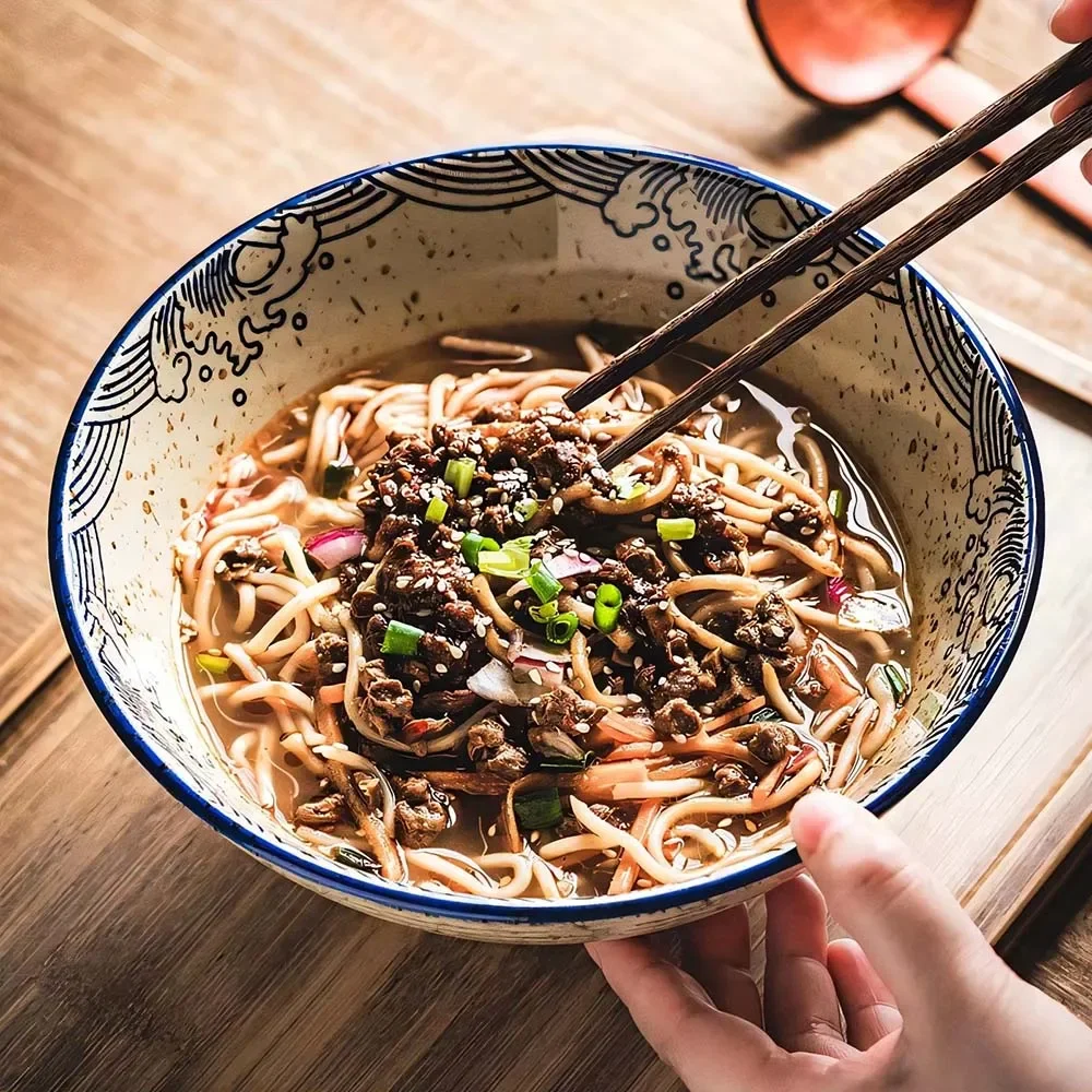 8 Inch Japanese Ceramic Bowl Household Noodle Special Large Capacity Ramen Bowls Soup Rice Dessert Porcelain Tableware