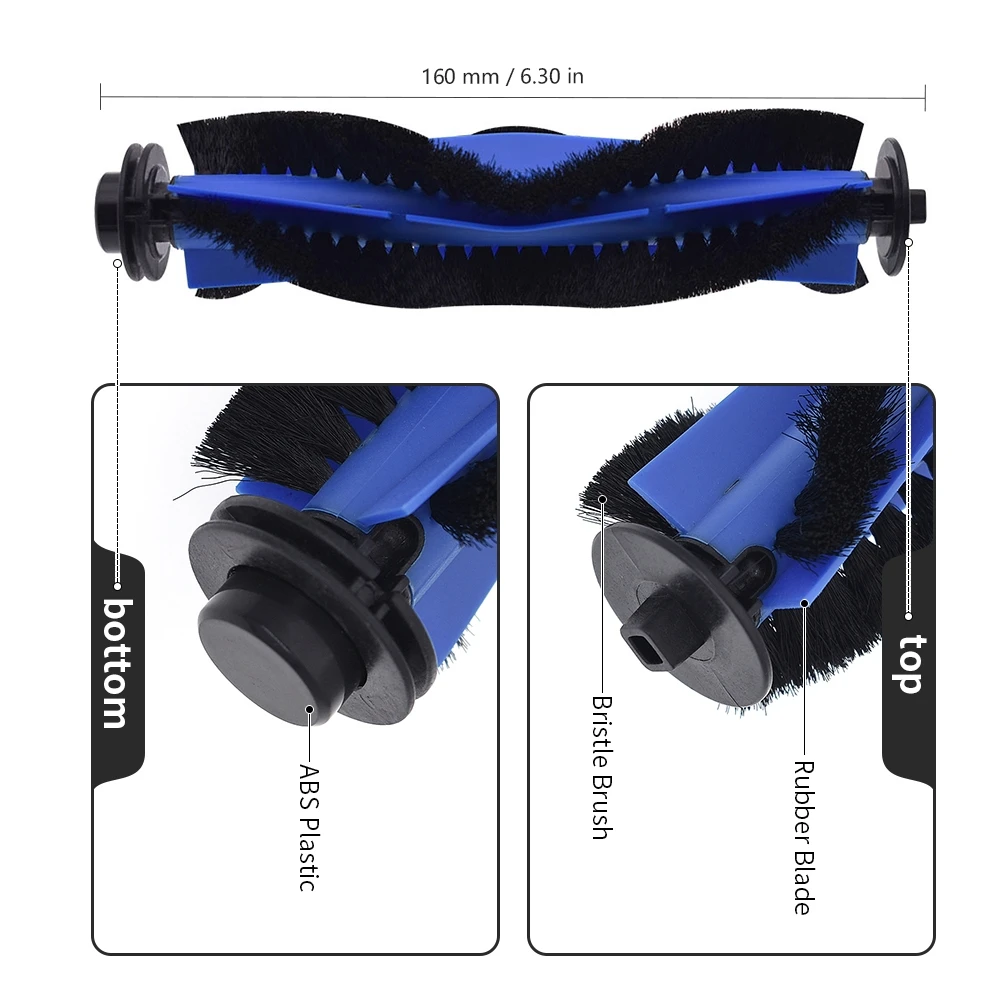 Filtro lateral rolo principal escova capa mop compatível com coredy r550 (r500 +) r750, r3500, goovi d380, kyvol e20, e31 peças de limpeza