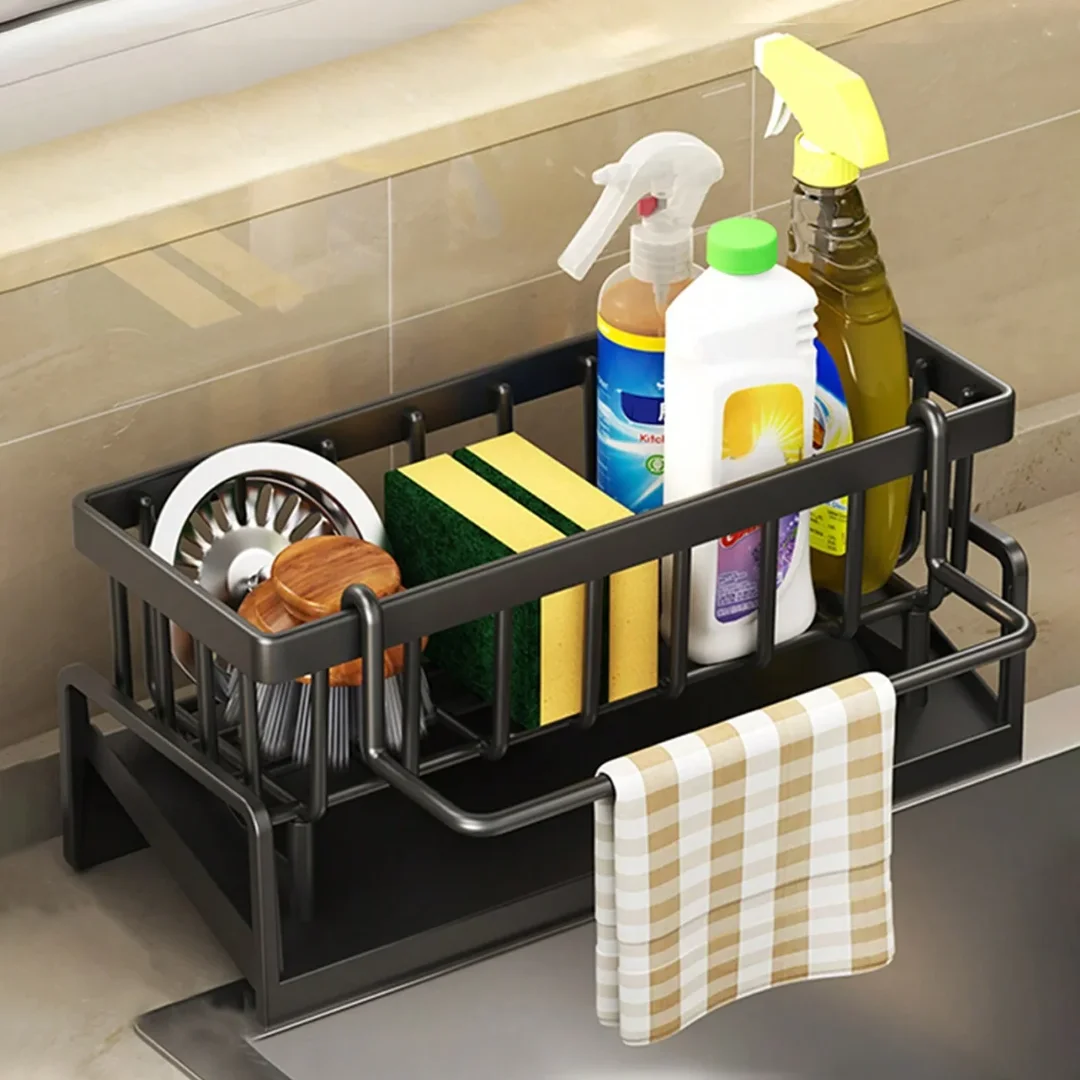 

1pc Kitchen Sink Organizer,Bathroom Storage Rack,Sponge Holder For Kitchen Faucet,Sink Tidy Tray,For Kitchen And Bathroom Tools