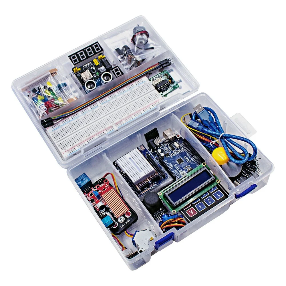 Super Starter Kit for Arduino UNO R3, STEAM Programming Toys w/ LED Sensors Breadboard, Step-by-Step Tutorial & IDE for Makers