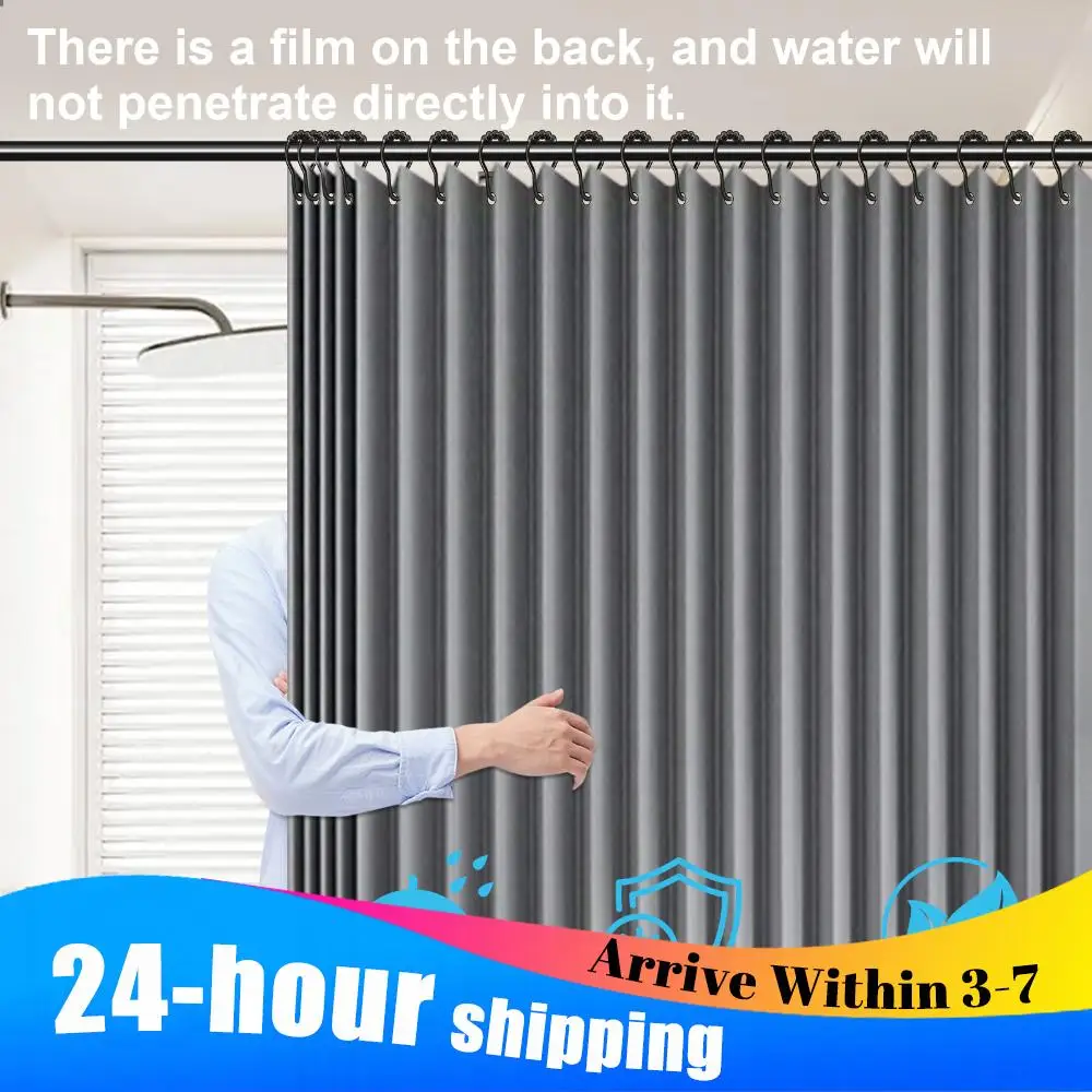 

Magnetic Shower Curtain Bathroom Waterproof Foldable Curtains Bath Decor Thickening Bath Curtain With 14 Hooks for Dropshipping