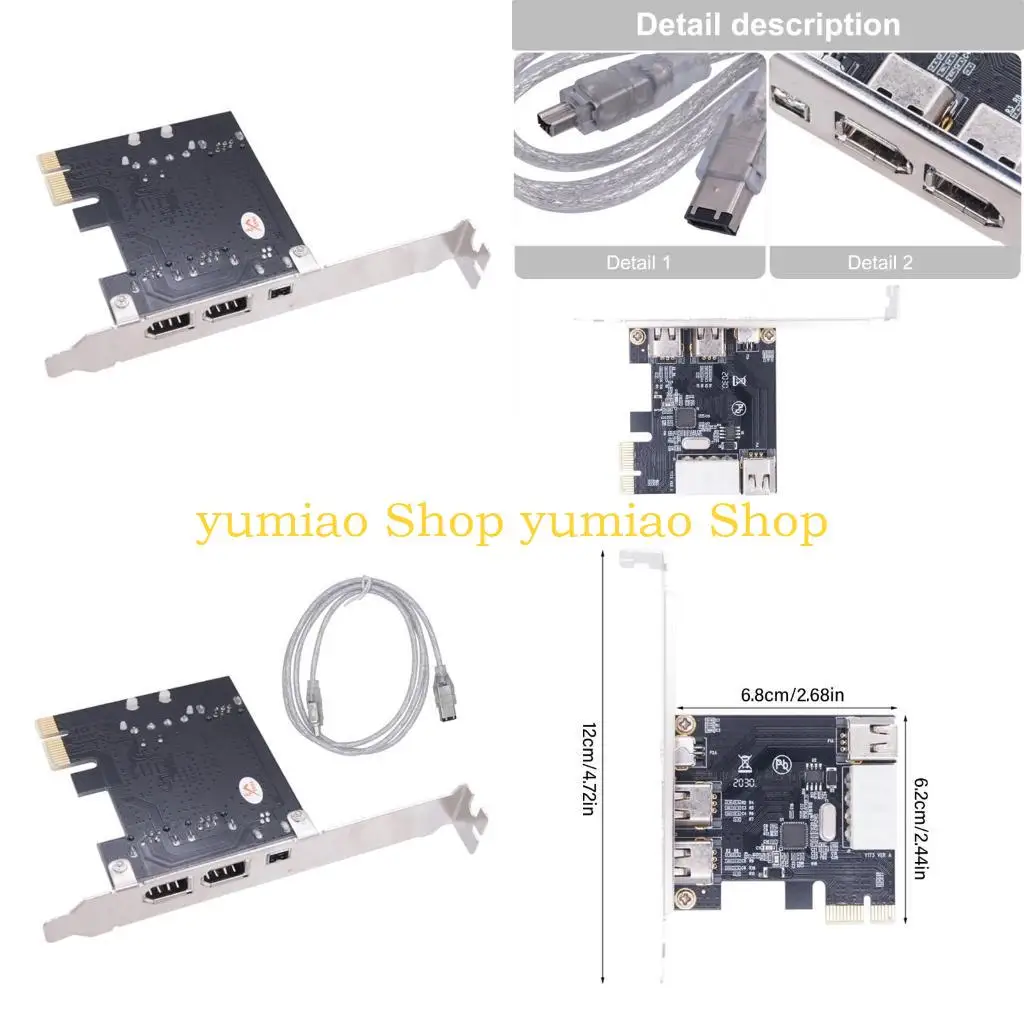 

587B 4 Port PCIE to 1394 Expansion Card PCIE 1X to 1394 4-Port Video