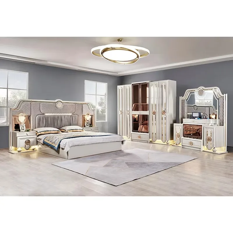 

Bedroom Set Double Room Wood Frame Luxury Home