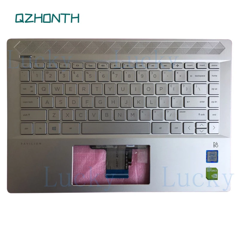 

f New For HP Pavilion 14-CE Series Palmrest Top Case with Backlit US Keyboard