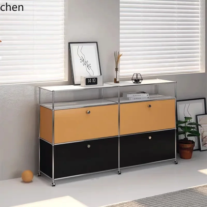 YFY  Multi-Functional Simple Locker Sideboard Storage Cabinet Chest of Drawers Stainless Steel