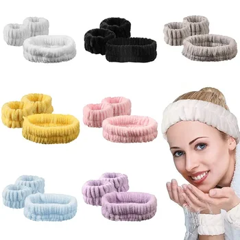 Faixa de lavagem de pulso de microfibra toalha de lavagem de pulso banda scrunchies para lavar o rosto absorvente faixa de suor de pulso para mulher bandana