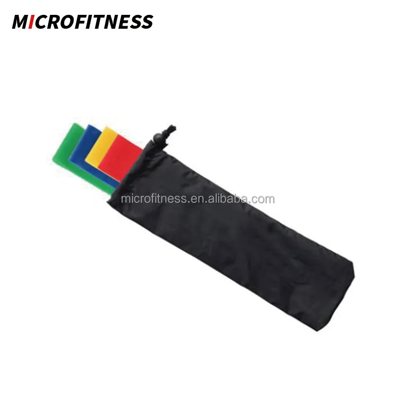 12 Inch Set of 5 Bands Physical Therapy Exercise Resistance Loop Band with Carry Bag