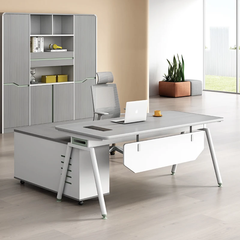 

Modern New Luxurious Quality Simple Office Manager Table Wooden MDF Panel Waterproof Scratch Resistant 25mm Thick Office Desk